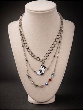 Cowboy Boot Pendant Colorful Gem Charm Boho Western Statement Jewelry Trendy Y2K